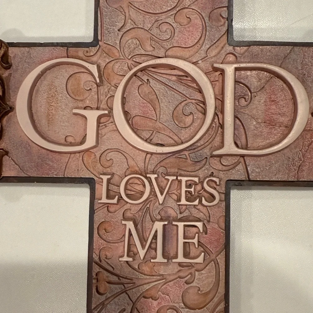Decorative Brown and Pink Wall Cross